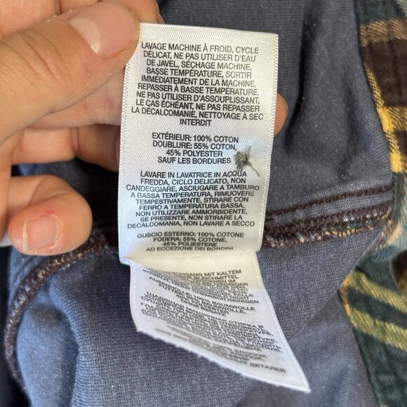 Columbia Lined Flannel Shirt Mens XL Blue Brown Plaid Long Sleeve Shacket Heavy - Picture 13 of 16